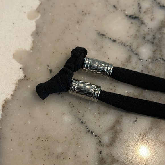 WHBM Empire Waist Tunic Blouse Self Tie Black 6 - Picture 7 of 9